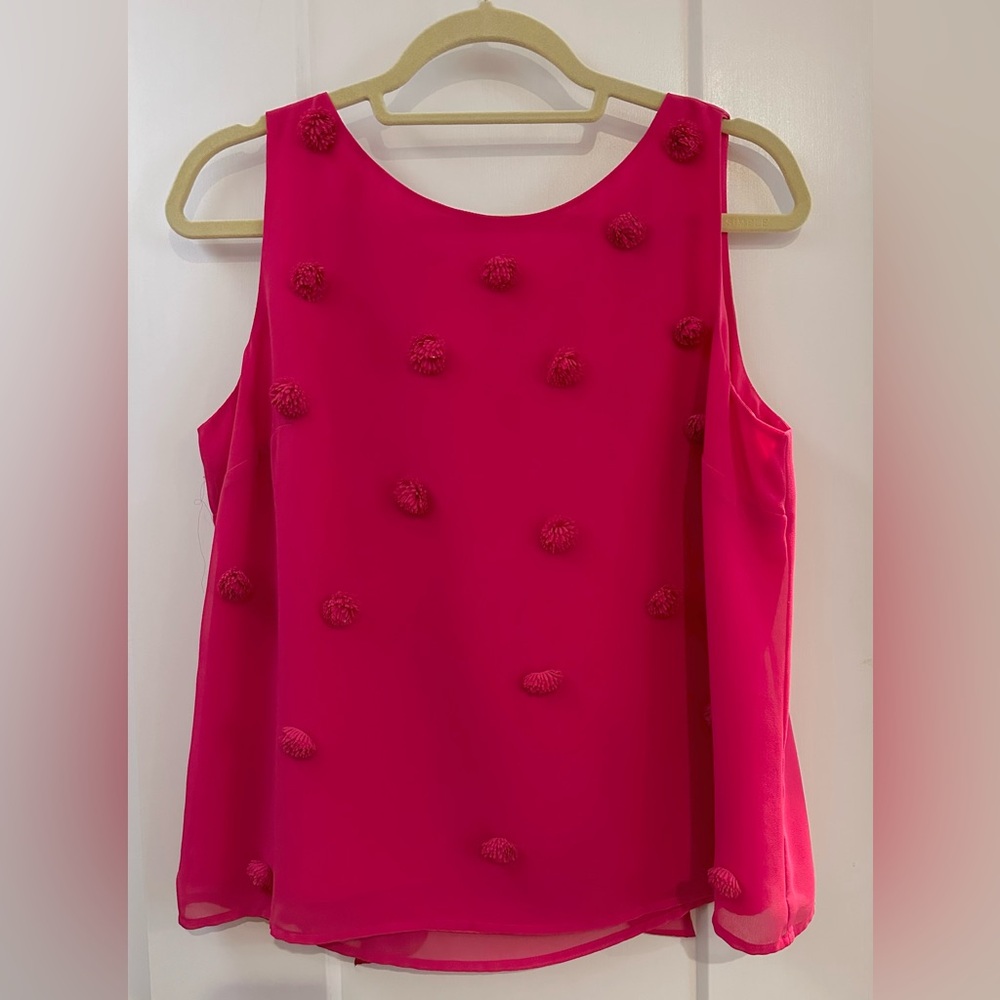 Gorgeous hot pink embellished party blouse, ready for the holidays.